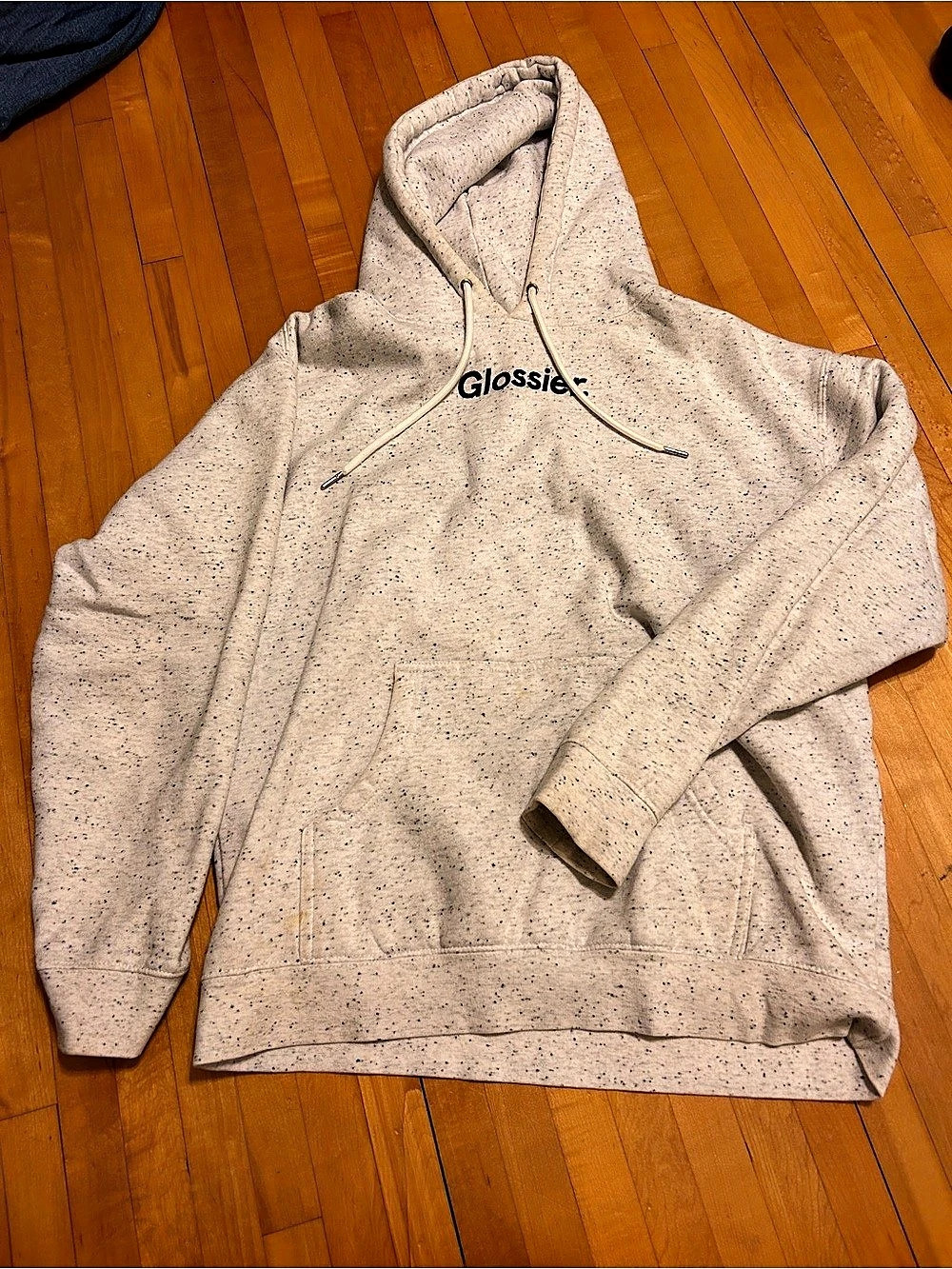 Glossier Terrazzo Hoodie Speckled Pullover in Cream